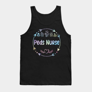 Peds Nurse cute floral watercolor Tank Top